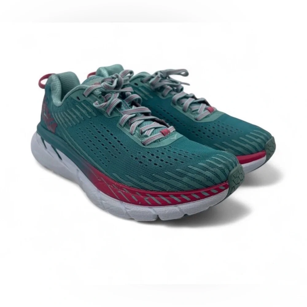 Hoka One One Clifton 5 Women's Size 7 Running Shoes Teal - Picture 2 of 6